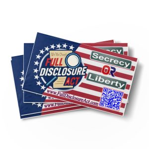 Set of 100 business - Secrecy or Liberty — The People Must Choose.  Promo Cards