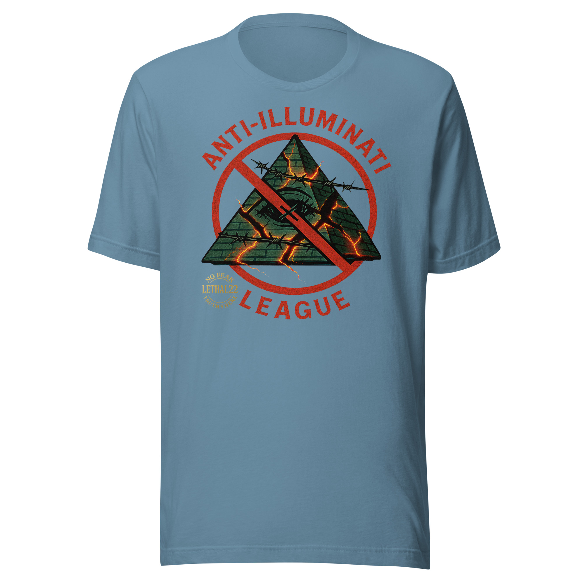 ANTI-ILLUMINATI LEAGUE — NO FEAR EDITION - Unisex T-Shirt - Image 3