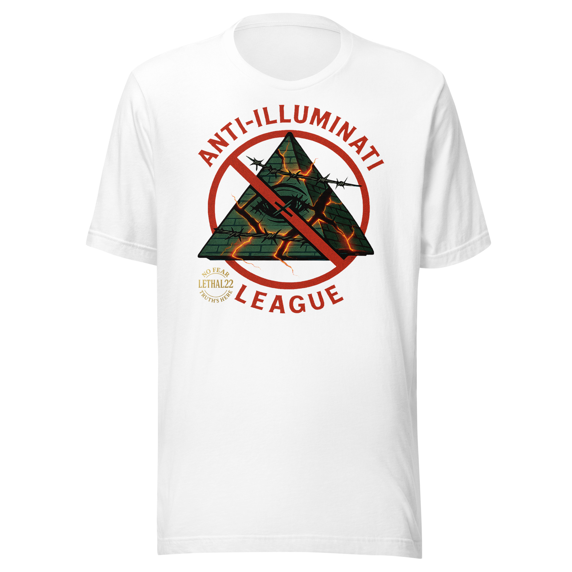 ANTI-ILLUMINATI LEAGUE — NO FEAR EDITION - Unisex T-Shirt - Image 6